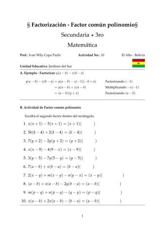 Factorización - Factor común polinomio