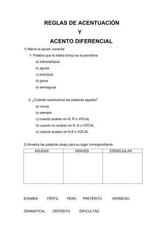 Acentuación, reglas generales y acento diacrítico