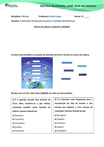 Camadas da Atmosfera e Composição do ar (6 ano)