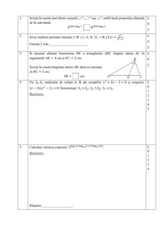 Test de evaluare semestrială