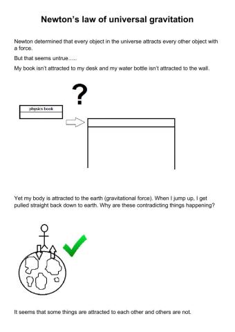 Newton's law of universal gravitation worksheet 1