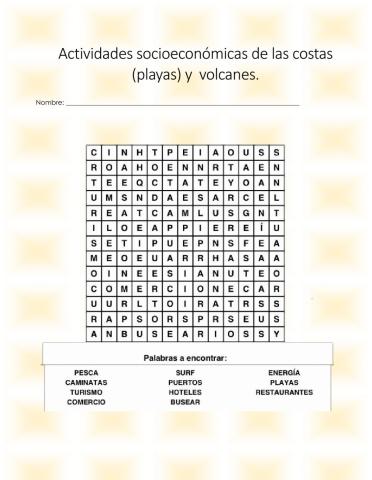 Actividades socioeconómicas costas y volcanes