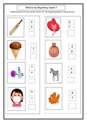 Beginning Sound Worksheet