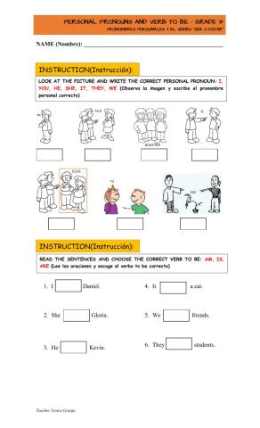 Personal pronouns and verb to be