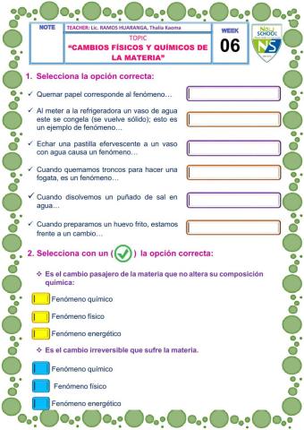 Cambios físicos y químicos de la materia