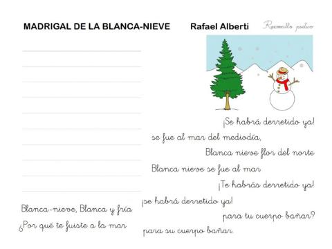 Madrigal de la Blanca-nieve, ordenar versos