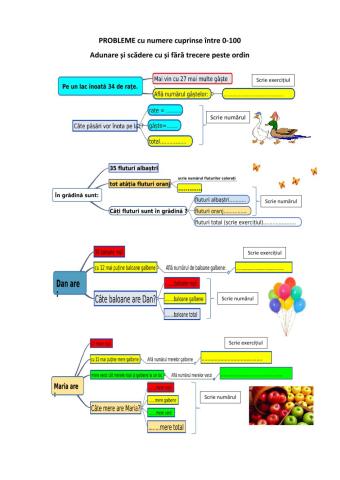 Probleme matematică cu numere 0-100