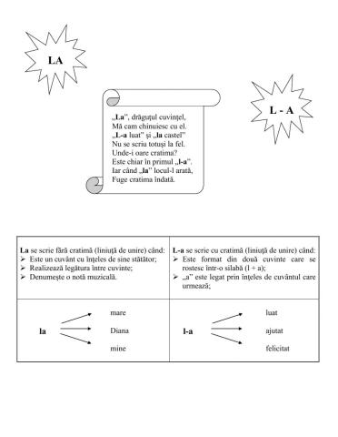 Fișă de lucru ortograma la-l-a