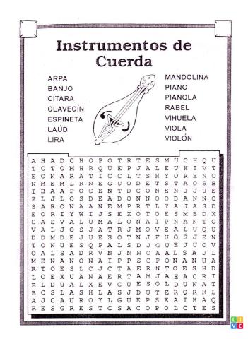 Sopa de letras Instrumentos de cuerda