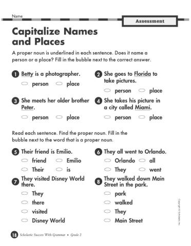 Capital letters places and persons