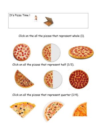 Fractions:whole,half,quarter