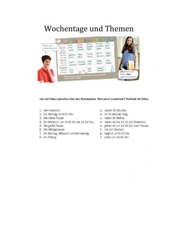 Wochentagen und Themen