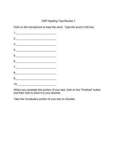 October 2 VSPI Review Test 1