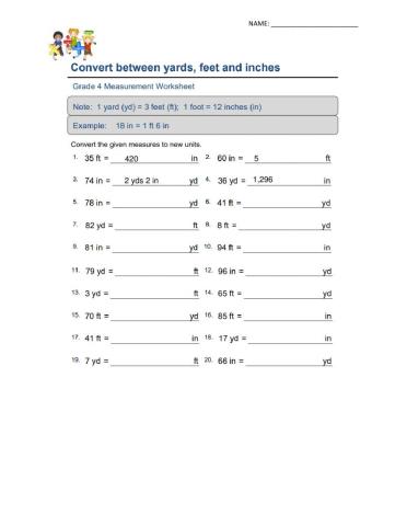 Convert between yards, feet, and inches