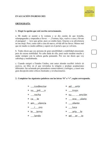 Evaluación I julio ingreso 2020