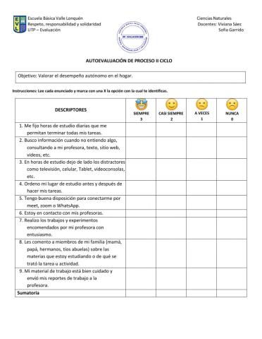 Autoevaluación  de proceso