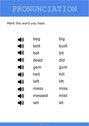 Minimal Pairs - ɛ or I