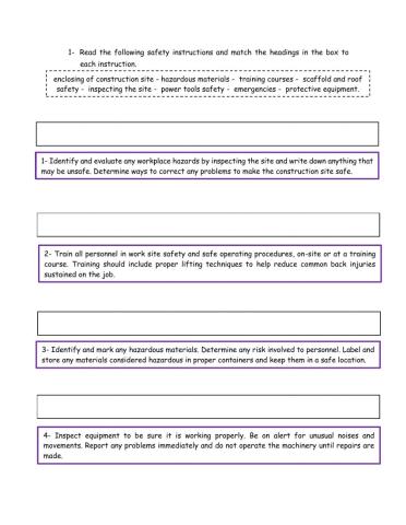 1 -How to Make a Construction Site Safe- - Reading Activities