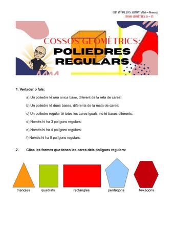 Cossos geomètrics: poliedres regulars