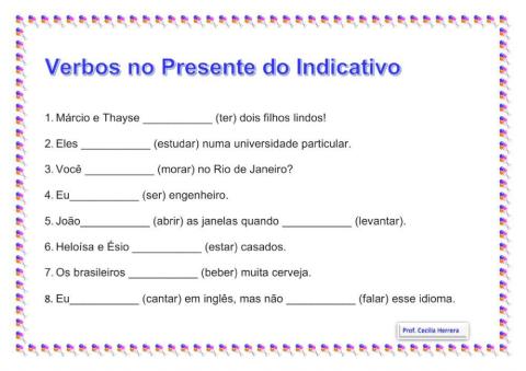 Verbos no Presente do Indicativo