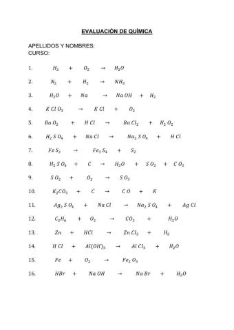 Igualación de reacciones químicas