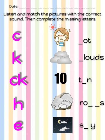 Sounds: c, k, ck, e, h