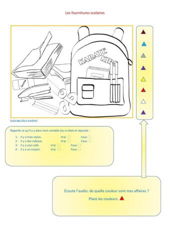 Les fournitures scolaires (test)