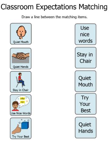 Classroom Expectations Matching (Words)