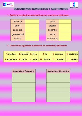 Sustantivos concretos y abstractos