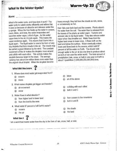 What is the Water Cycle?