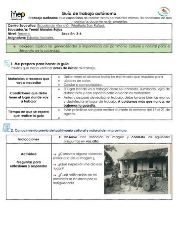 Guía significativa de Estudios Sociales 17 al 21 Agosto