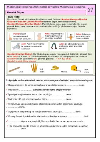 Matematiği Seviyoruz 27 Uzunluk Ölçme