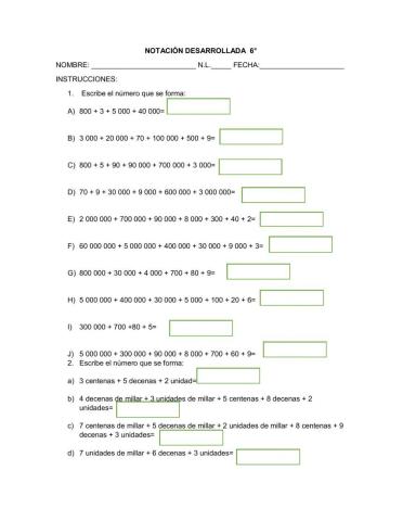 Notación desarrollada