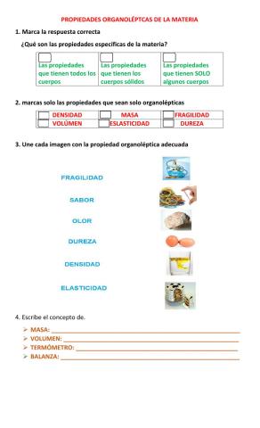 Propiedades organolépticas de la materia