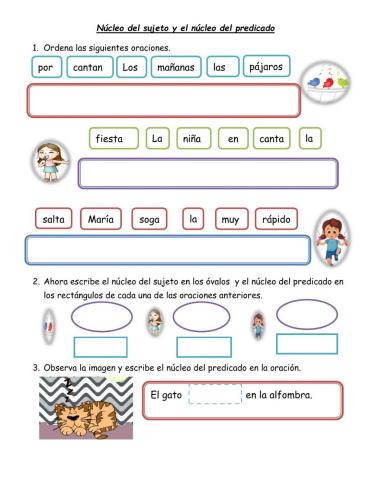 El núcleo del sujeto y núcleo del predicado