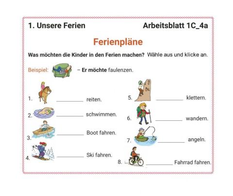 Deutsch-5-1.Unsere Ferien-Arbeitsblatt  1C-4a