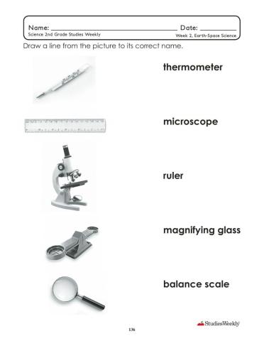 Week 18 A World of Science Matching Quiz