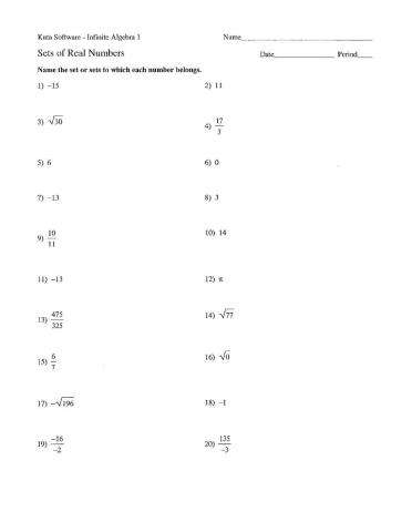 Real Numbers Practice