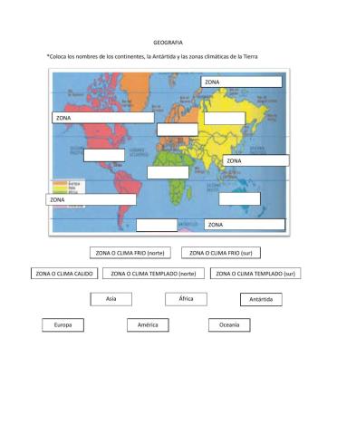 Las zonas climaticas del mundo y los continentes