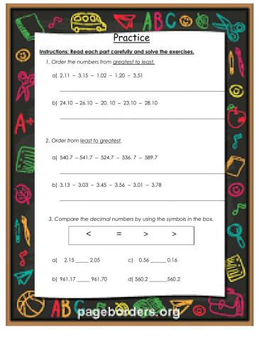 Ordering and comparing decimals