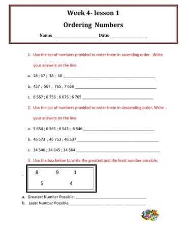 Ordering numbers