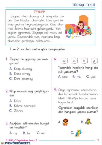 2. sınıf 1. deneme