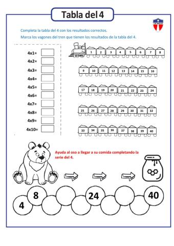 Tabla del 4