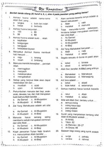 Uji Kompetensi Bab 3 Kelas 6 SD