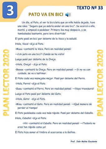 Texto nº 33 PATO VA EN BICI