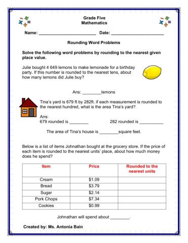 Rounding Word Problems