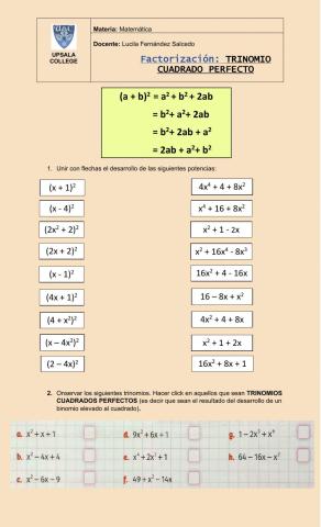 Trinomio cuadrado perfecto