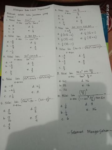 Ulangan limit trigonometri