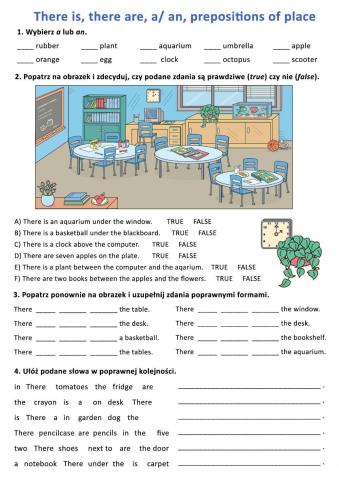 There is, there are (a-an, prepositions of place)