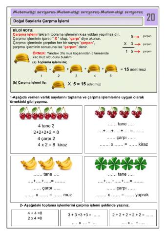 Matematiği Seviyoruz 20  Doğal Sayılarla Çarpma İşlemi